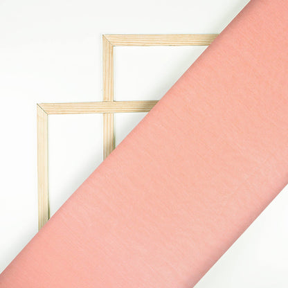 Salmon Pink Plain Pure Chinnon Chiffon Fabric - Fabcurate