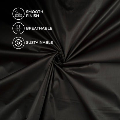 Black Plain Glazed Cotton Fabric