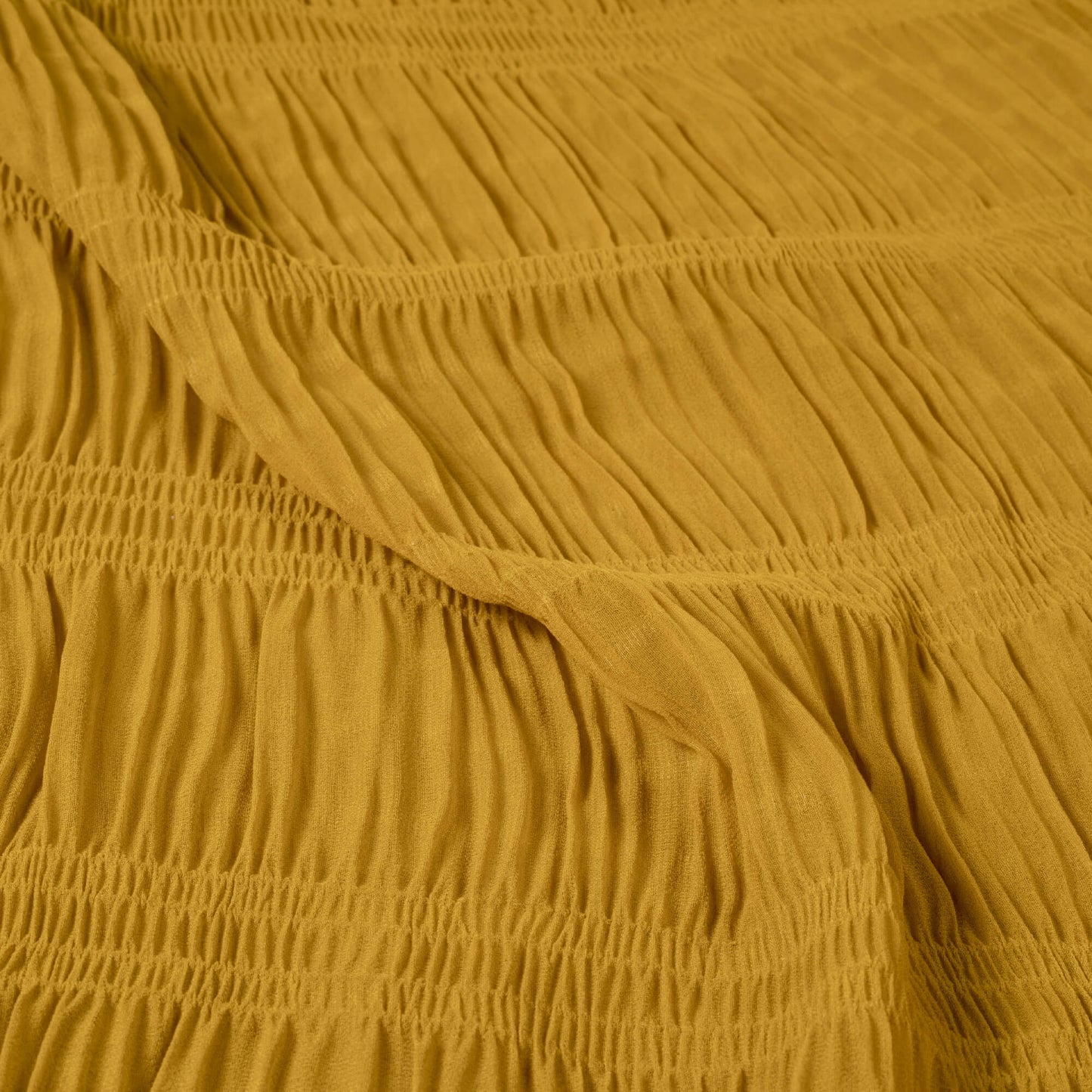 Dijon Yellow Plain Georgette Pleated Fabric - Fabcurate
