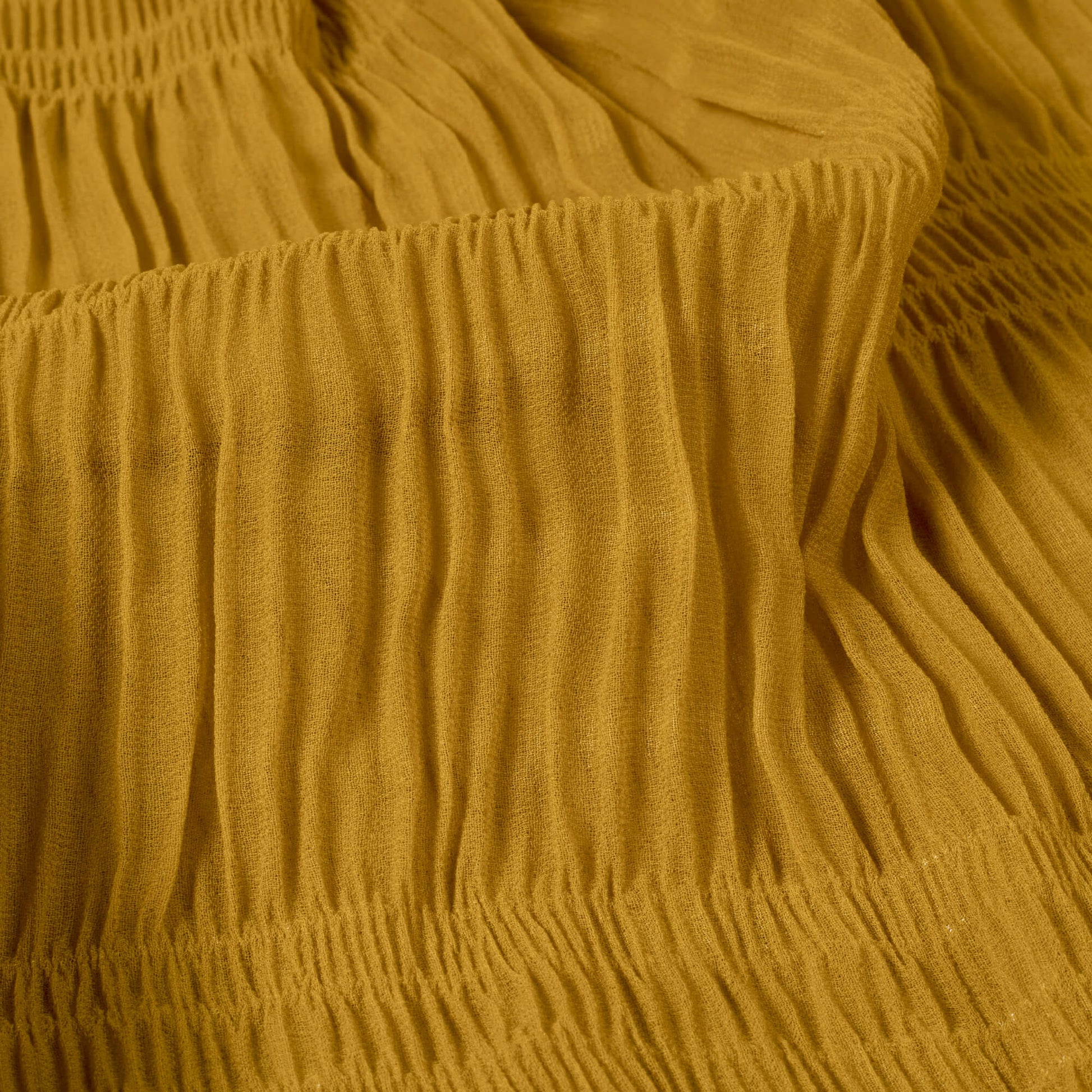 Dijon Yellow Plain Georgette Pleated Fabric - Fabcurate