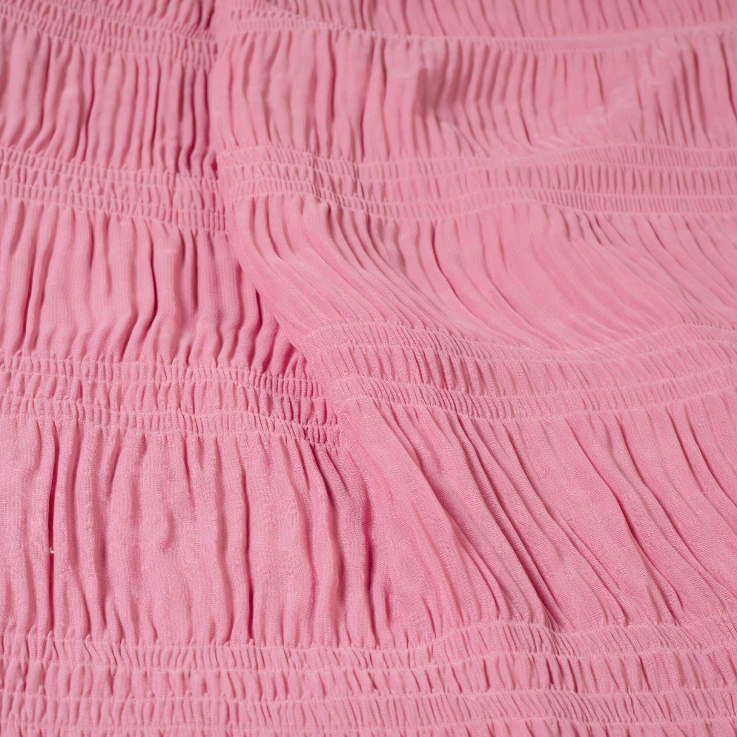 Thullian Pink Plain Georgette Pleated Fabric - Fabcurate