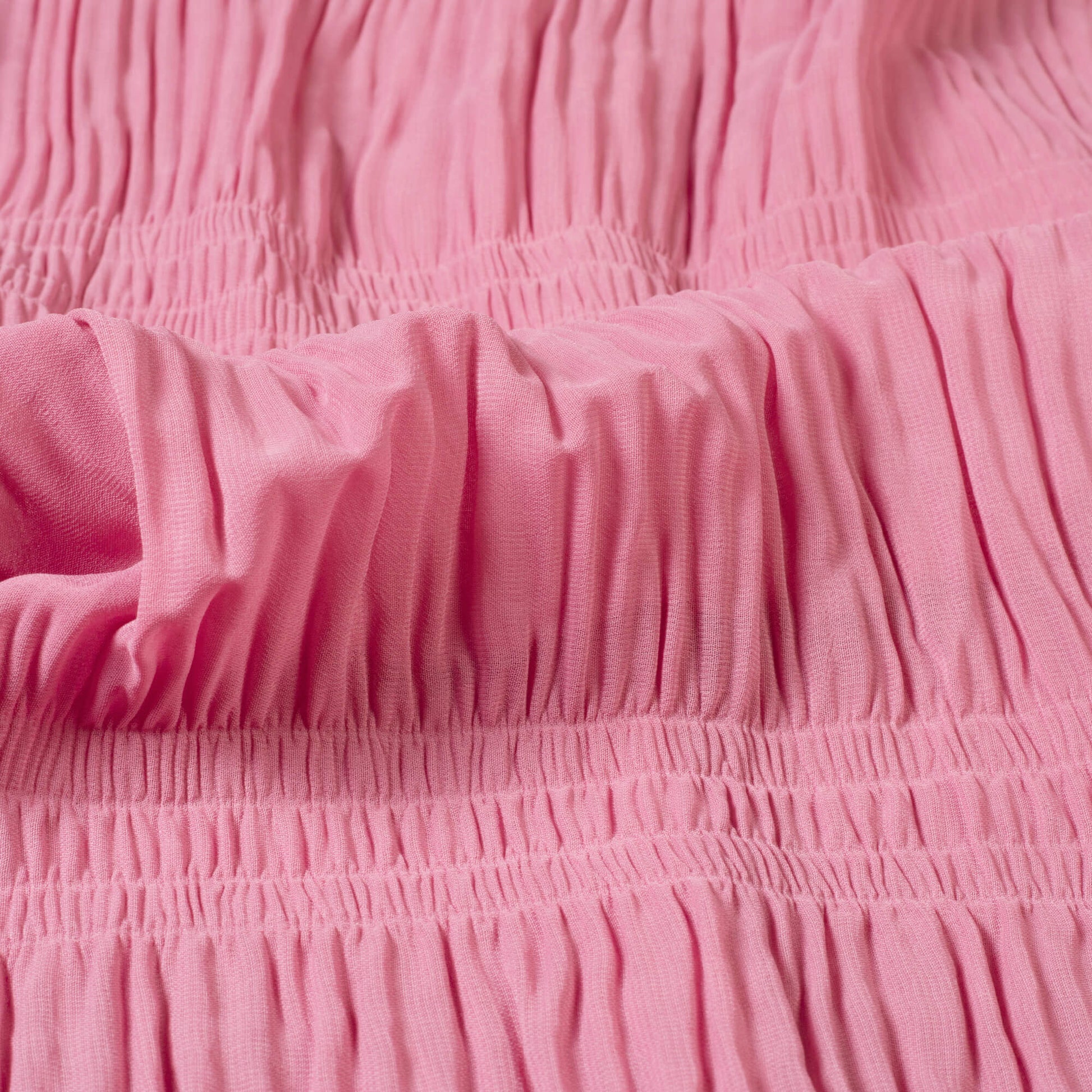 Thullian Pink Plain Georgette Pleated Fabric - Fabcurate
