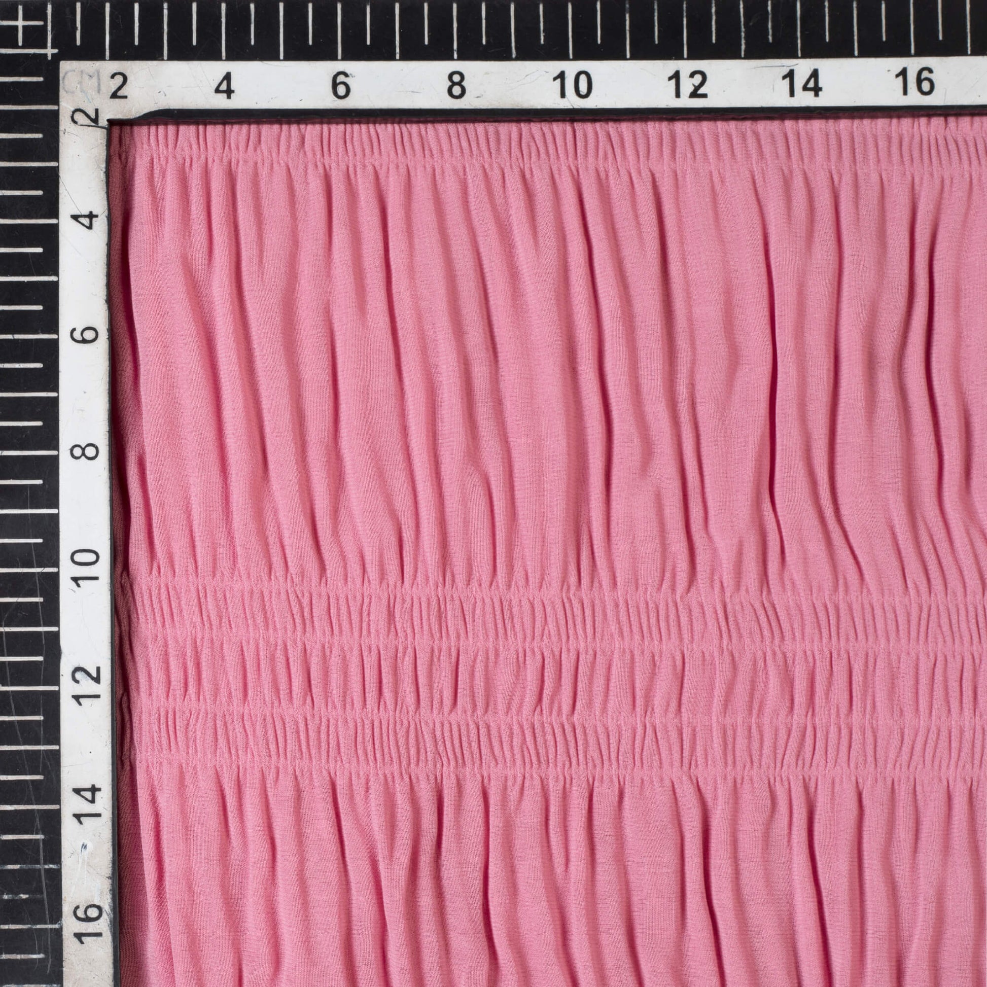 Thullian Pink Plain Georgette Pleated Fabric - Fabcurate