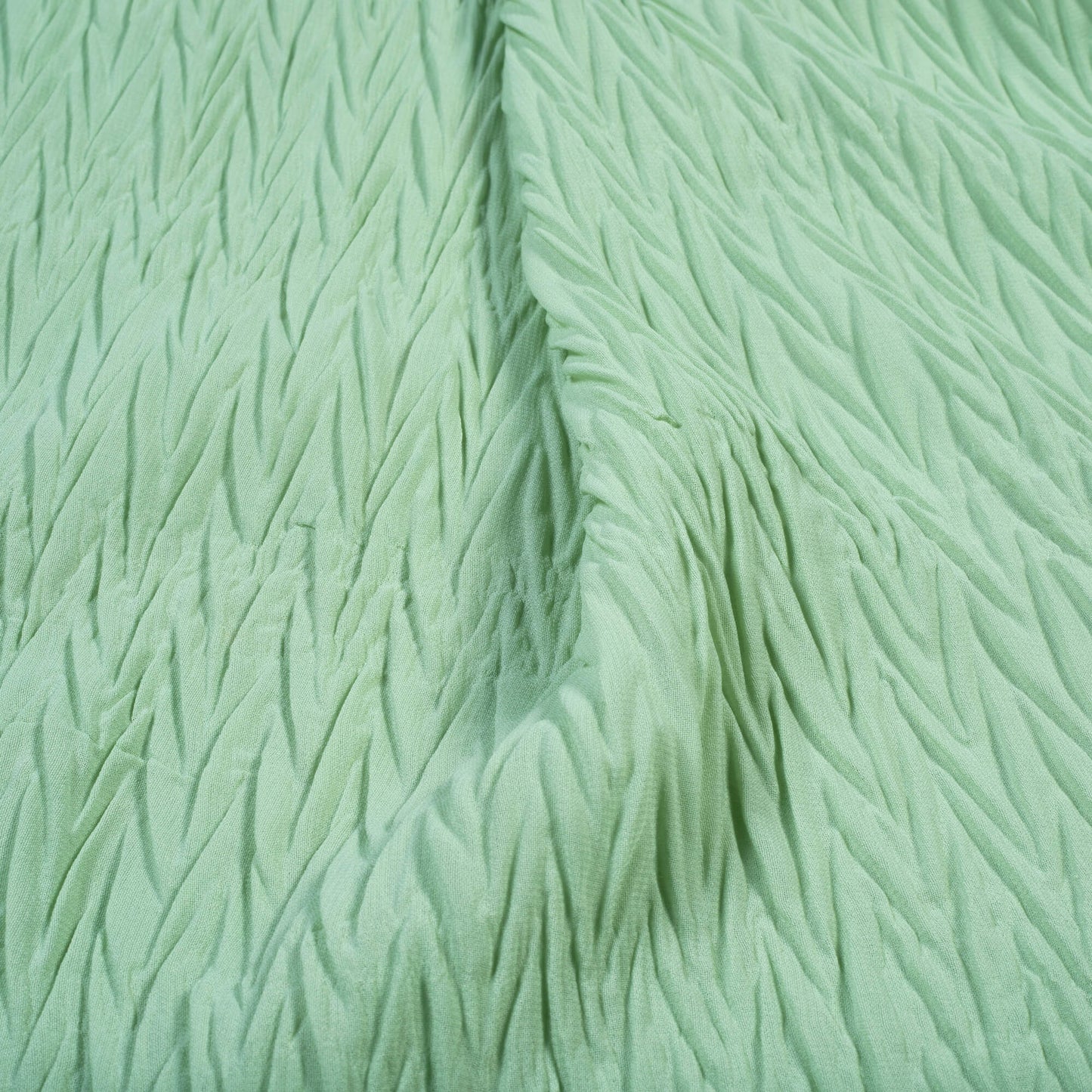 Surf Green Plain Georgette Pleated Fabric - Fabcurate