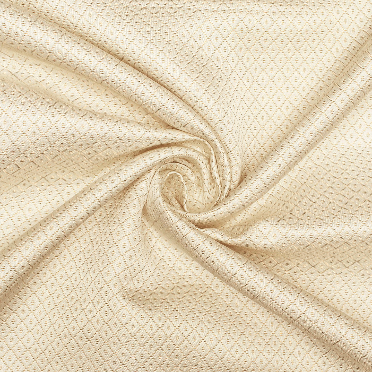 Ivory White Checks Pattern Plain Zari Jacquard Fabric (Width 58 Inches)