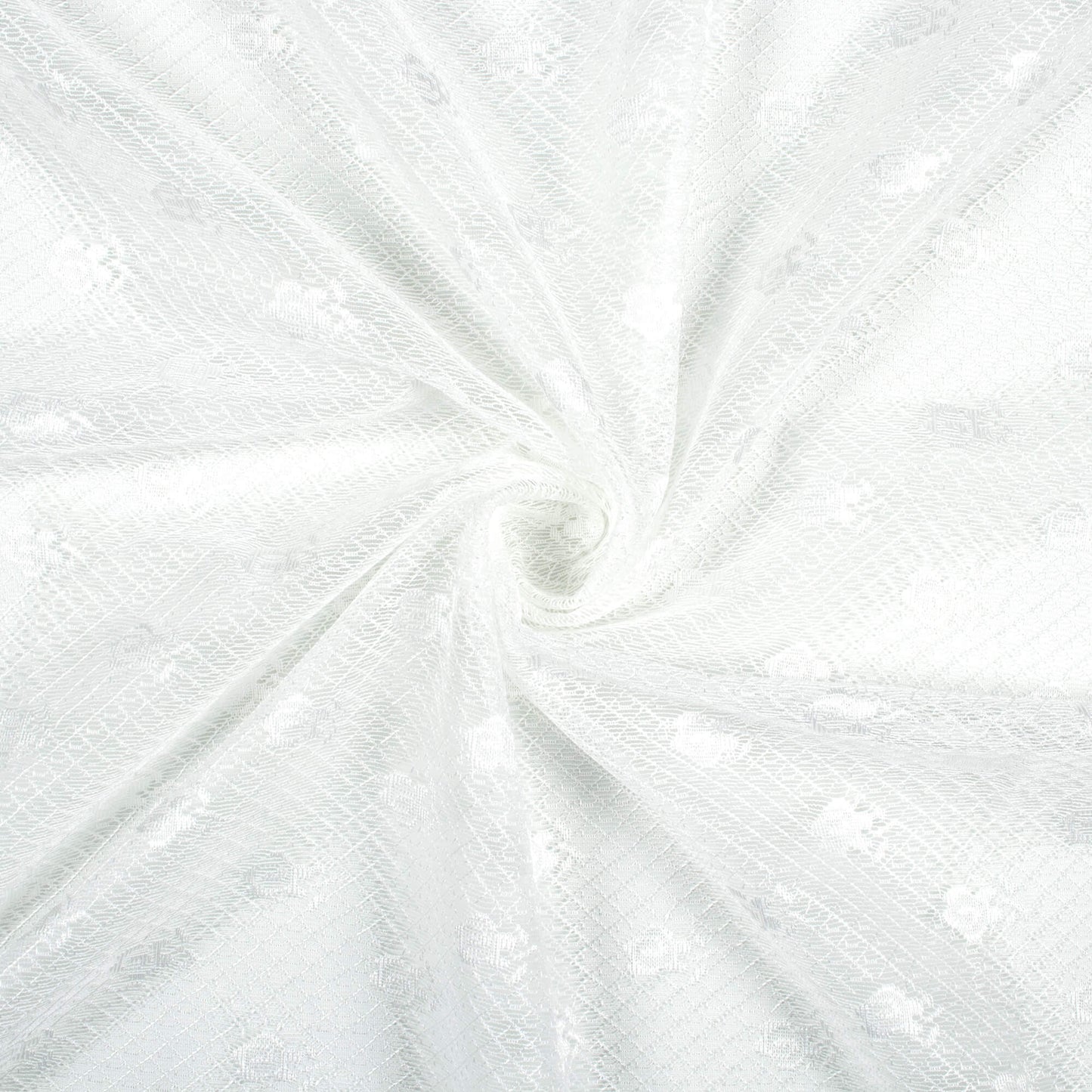 White Booti Pattern Plain Raschel Net Fabric (Width 58 Inches)