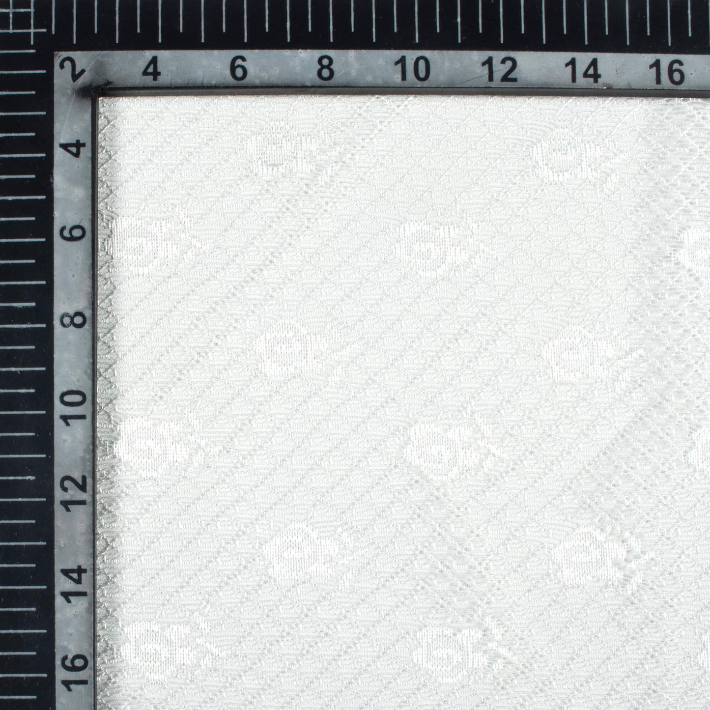 White Booti Pattern Plain Raschel Net Fabric (Width 58 Inches)
