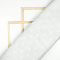 White Booti Pattern Plain Raschel Net Fabric (Width 58 Inches)
