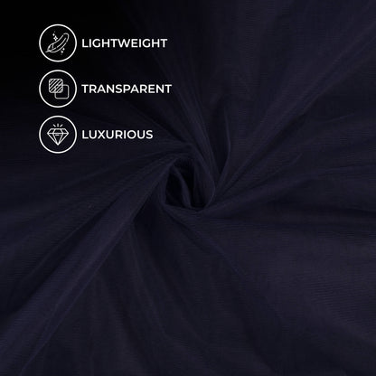 Navy Blue Plain Premium Quality Butterfly Net Fabric (Width 56 Inches)