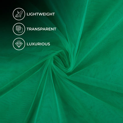 Emerled Green Plain Premium Quality Butterfly Net Fabric (Width 56 Inches)