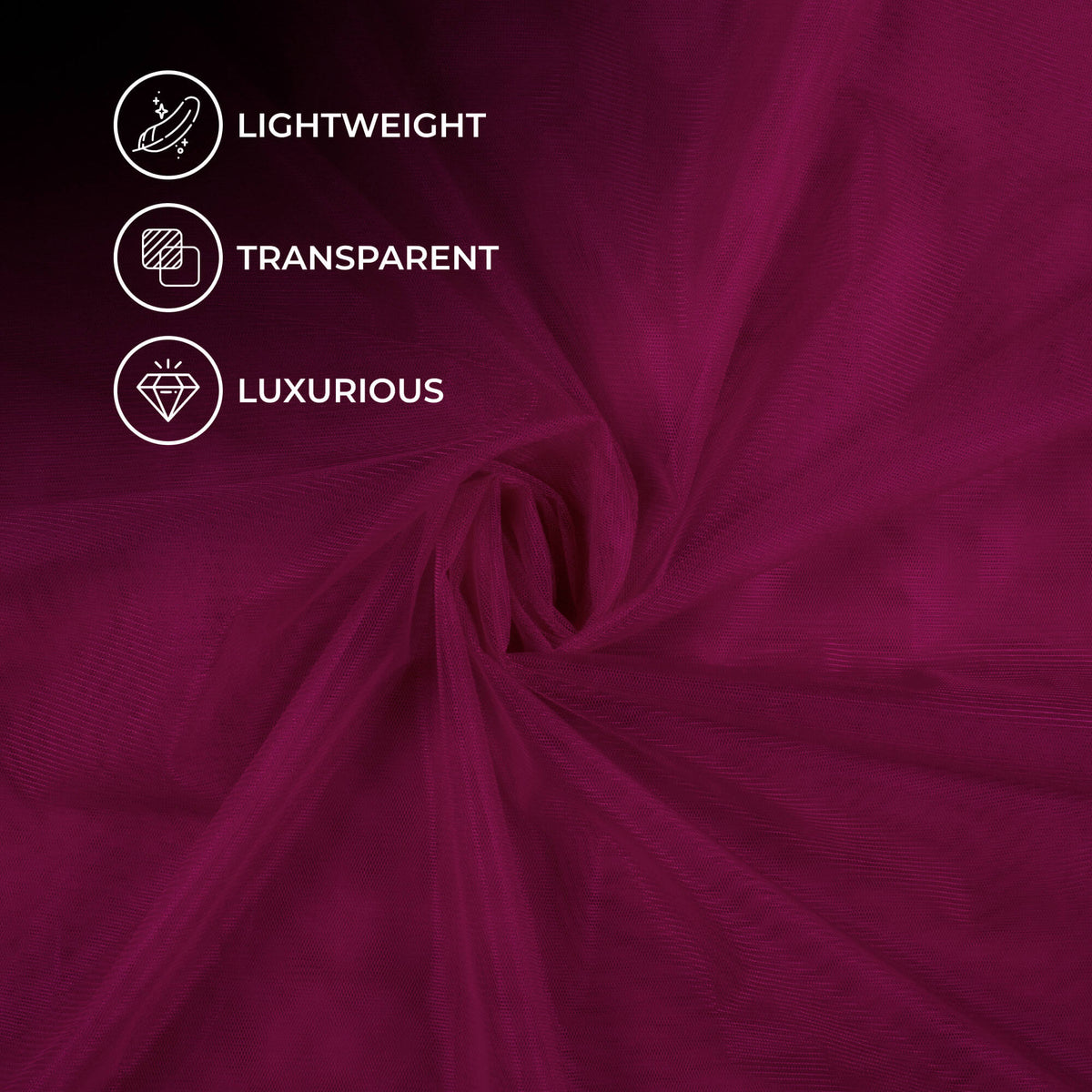 Wine Purple Plain Premium Quality Butterfly Net Fabric