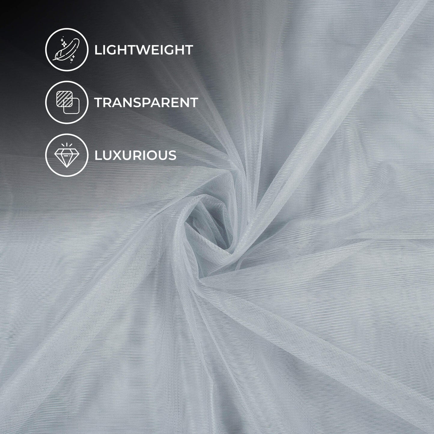 Dolphin Grey Plain Premium Quality Butterfly Net Fabric