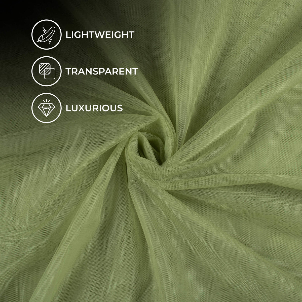 Pistachio Green Plain Premium Quality Butterfly Net Fabric