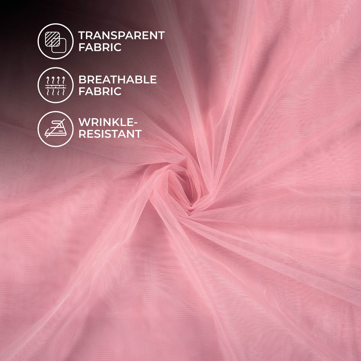 Dusty Pink Plain Premium Quality Butterfly Net Fabric