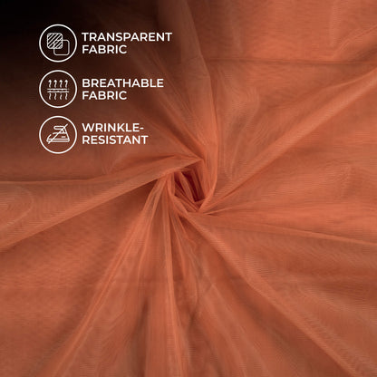 Dark Peach Plain Premium Quality Butterfly Net Fabric