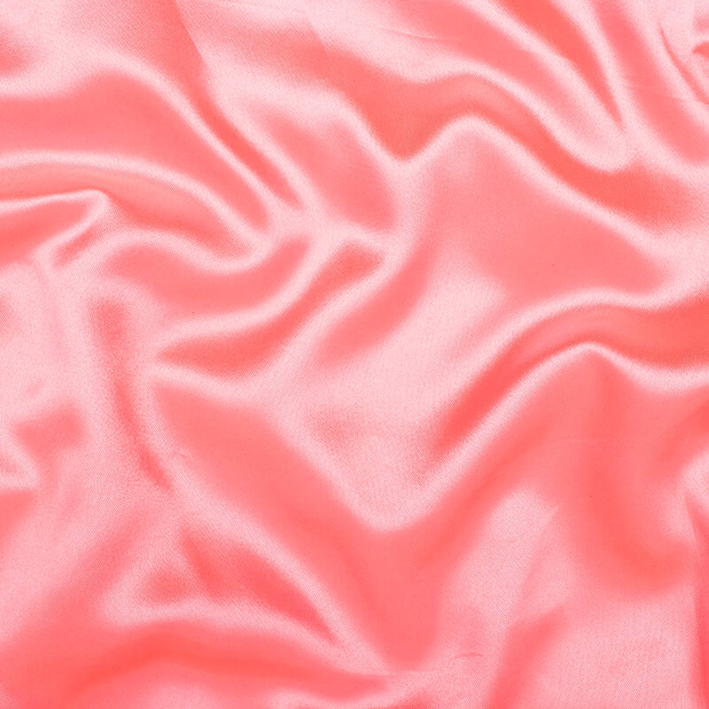 Salmon Rose Pink Plain Neon Ultra Satin Fabric - Fabcurate