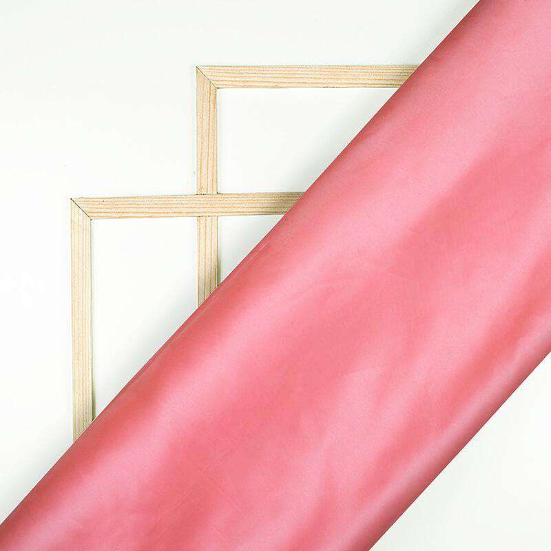 Salmon Rose Pink Plain Neon Ultra Satin Fabric - Fabcurate