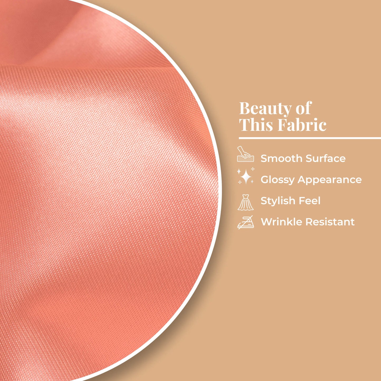 Salmon Pink Plain Neon Ultra Satin Fabric