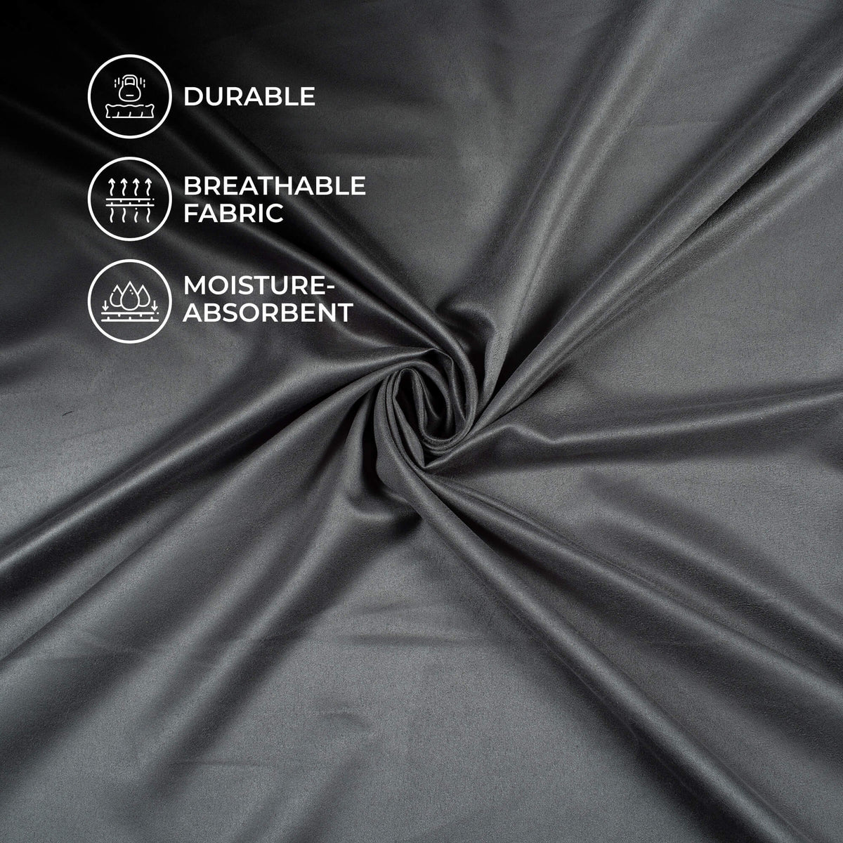 Steel Grey Plain Suede Fabric (Width 58 Inches)