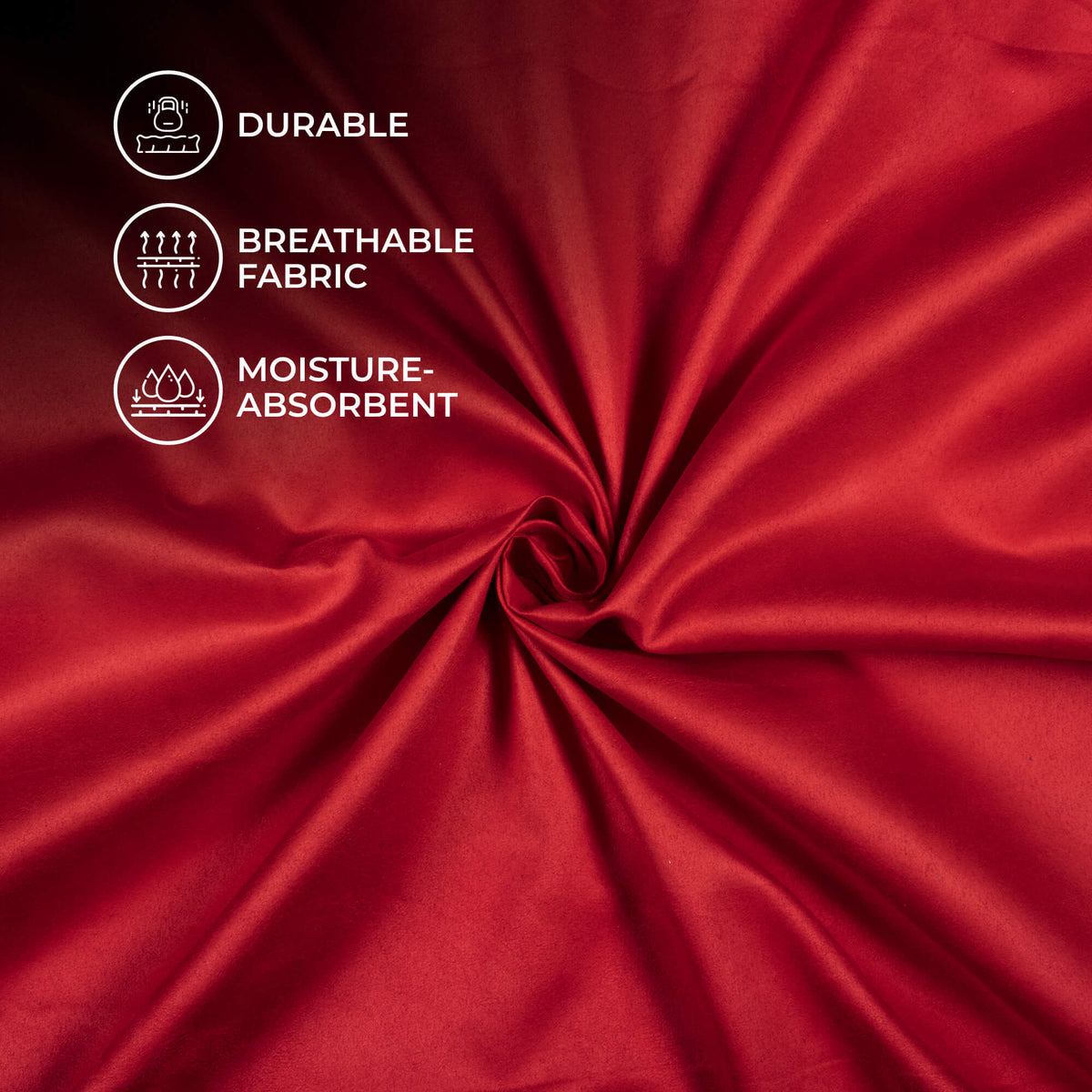 Red Plain Suede Fabric (Width 58 Inches)