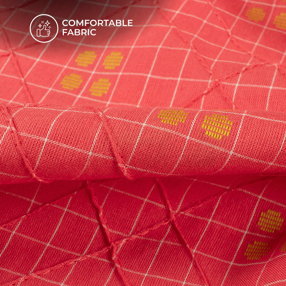 Pin Checks Textile Pink And White Checks Pattern Dobby Pin-Tucks Cotton Fabric – Fabcurate