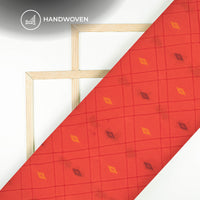Fire Orange Booti Pattern Dobby Pin-Tucks Cotton Fabric