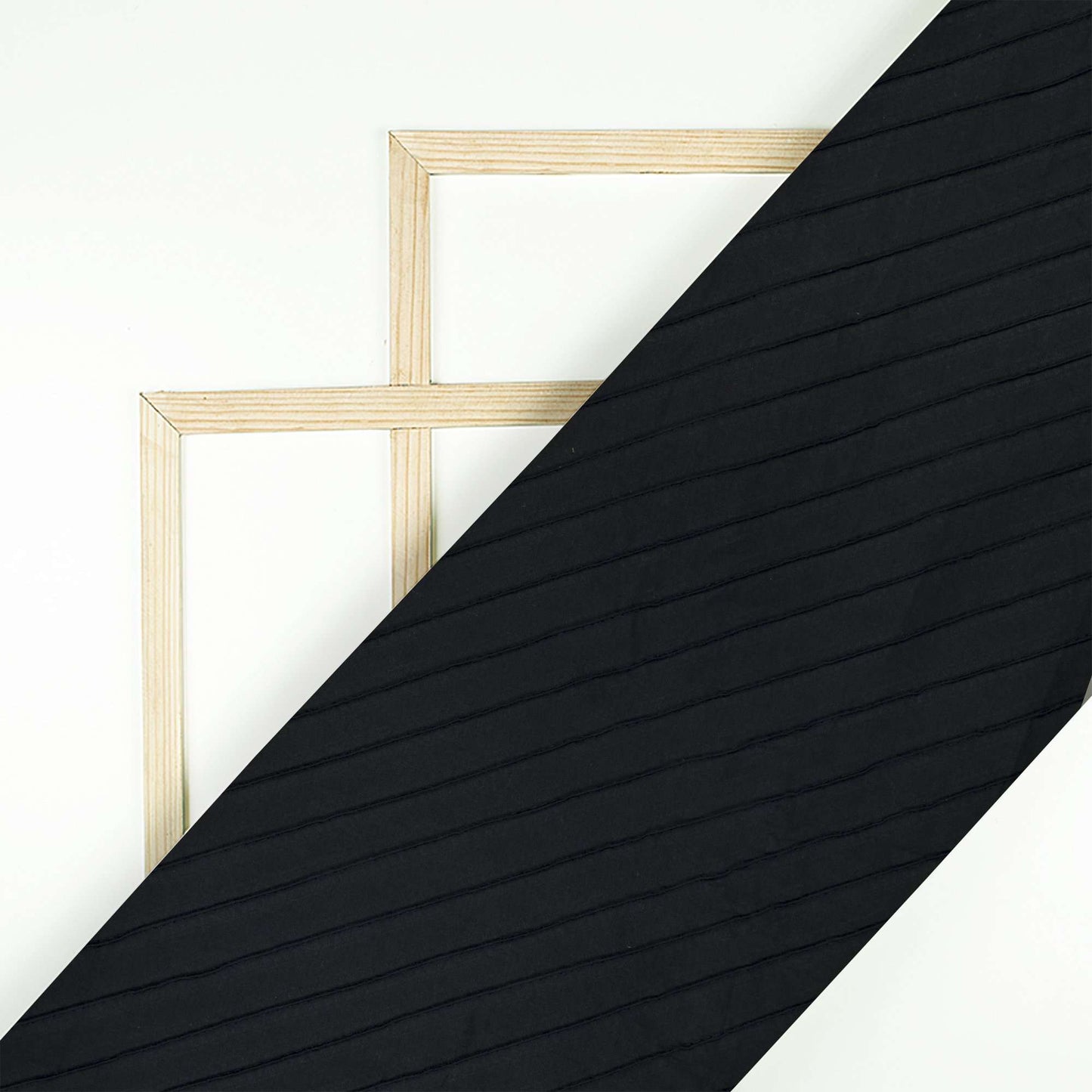 Black Stripes Pattern Pin-Tucks Plain Cotton Fabric - Fabcurate
