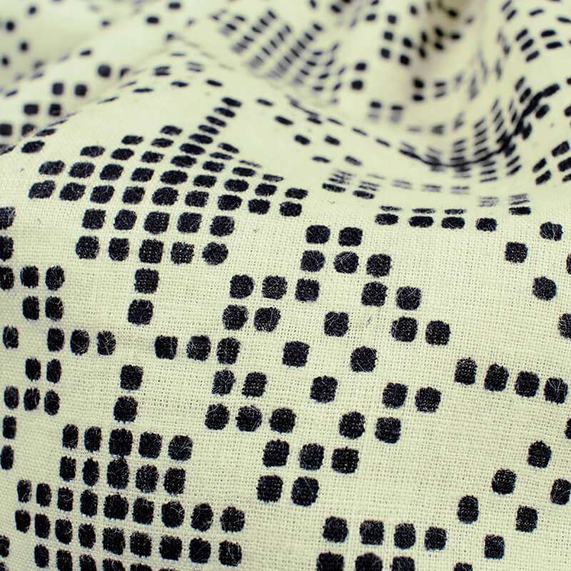 Monochrome Traditional Pattern Screen Print Cotton Fabric - Fabcurate