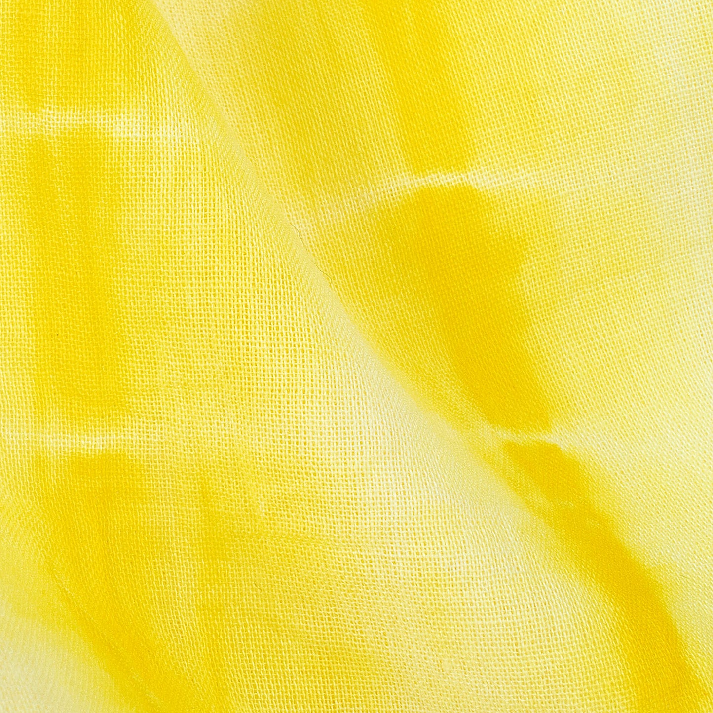 Cyber Yellow And White Shibori Hand Tie & Dye Cotton Mulmul Fabric