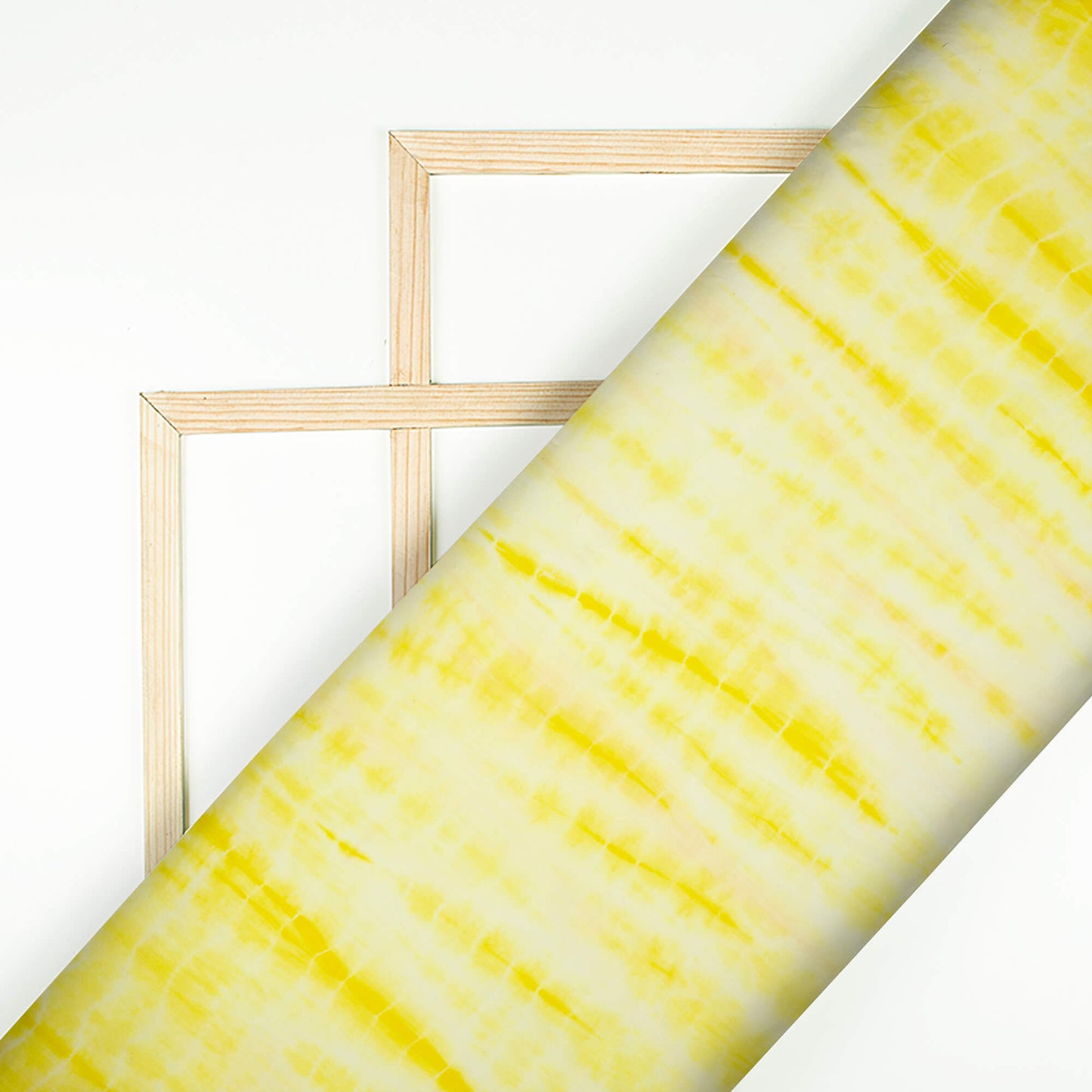 Cyber Yellow And White Shibori Hand Tie & Dye Cotton Mulmul Fabric