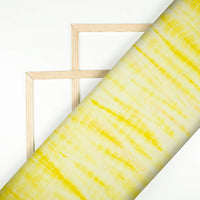 Cyber Yellow And White Shibori Hand Tie & Dye Cotton Mulmul Fabric