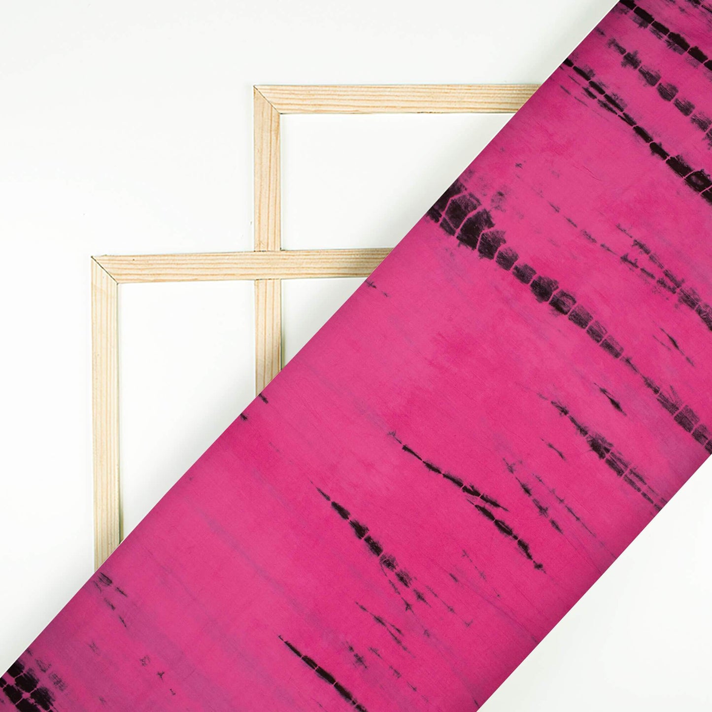 (Cut Piece 1 Mtr) Deep Pink And Black Shibori Hand Tie & Dye Cotton Mulmul Fabric