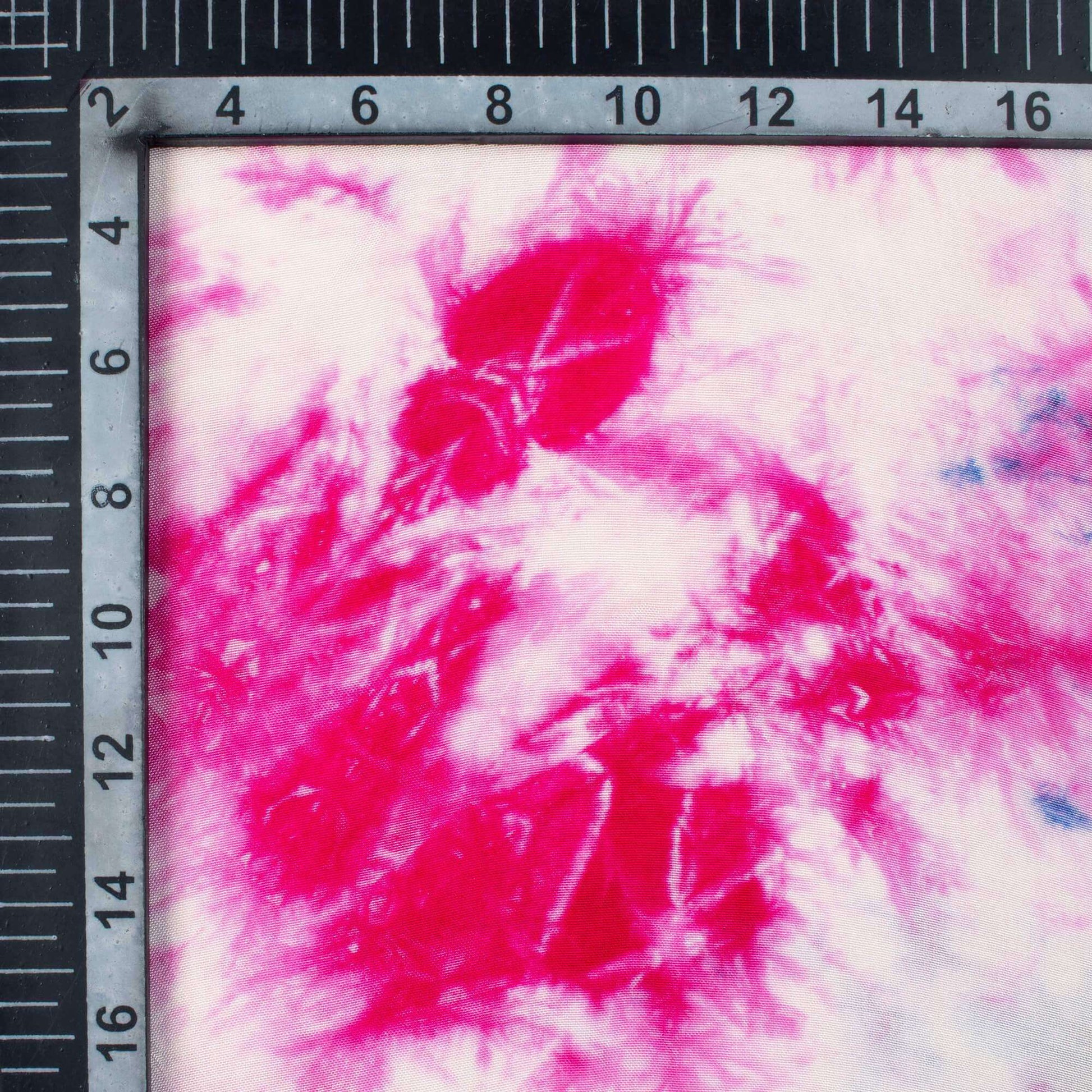 Premium White And Yale Blue Hand Tie & Dye Cotton Silk Fabric - Fabcurate