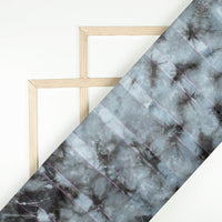 Black And Dolphin Grey Shibori Hand Tie & Dye Stripes Lurex Jacquard Georgette Fabric