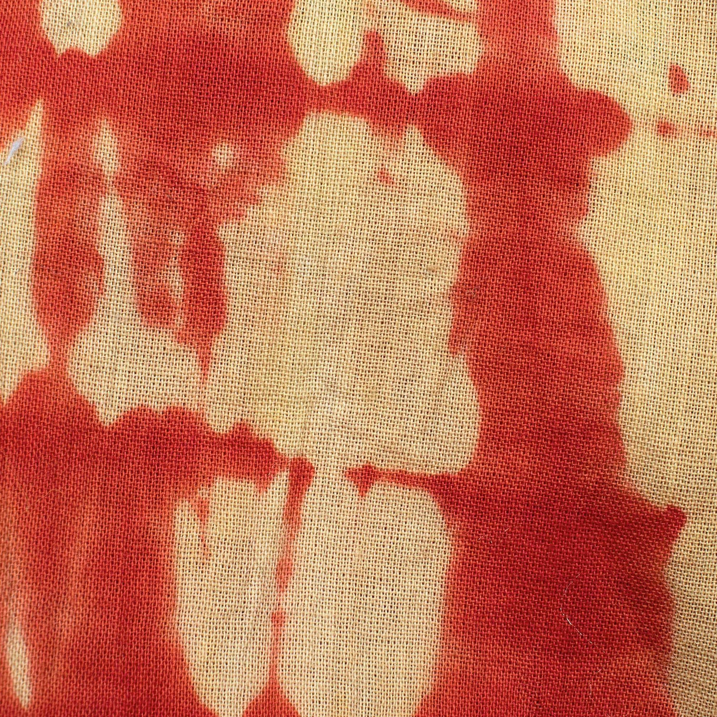 Barn Red And Beige Shibori Pattern Hand Tie & Dye Cotton Mulmul Fabric - Fabcurate