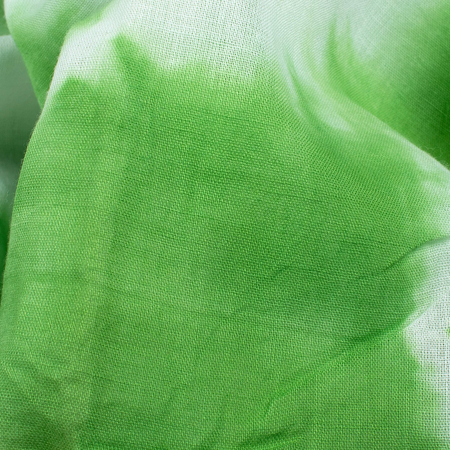 Grass Green And White Shibori Hand Tie & Dye Cotton Mulmul Fabric