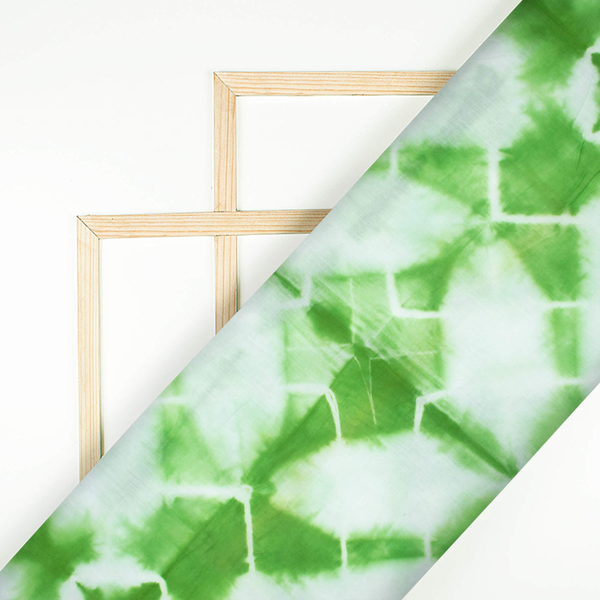 Grass Green And White Shibori Hand Tie & Dye Cotton Mulmul Fabric
