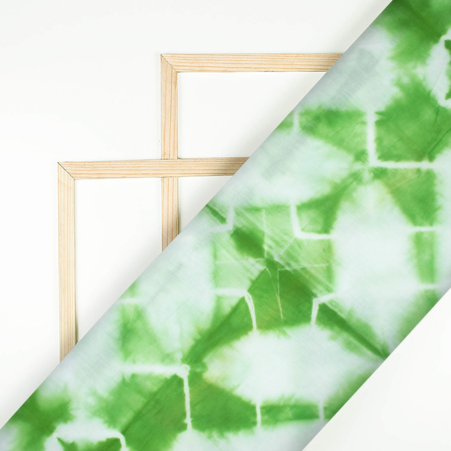 Grass Green And White Shibori Hand Tie & Dye Cotton Mulmul Fabric