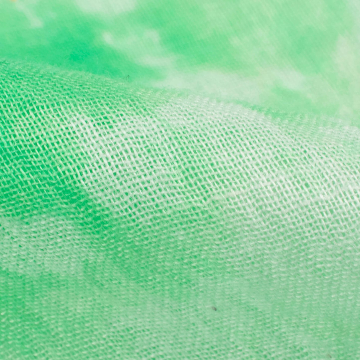 White And Spring Green Shibori Hand Tie & Dye Cotton Mulmul Fabric