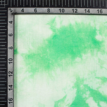 White And Spring Green Shibori Hand Tie & Dye Cotton Mulmul Fabric