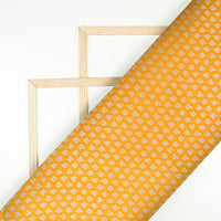 Yellow Booti Pattern Zari Jacquard Banarasi Taffeta Silk Fabric - Fabcurate