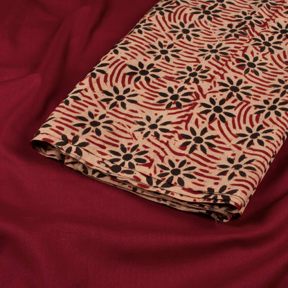 Fabcurate Women's Kalamkari Print Unstiched Kurta Pyjama Fabric Combo Set