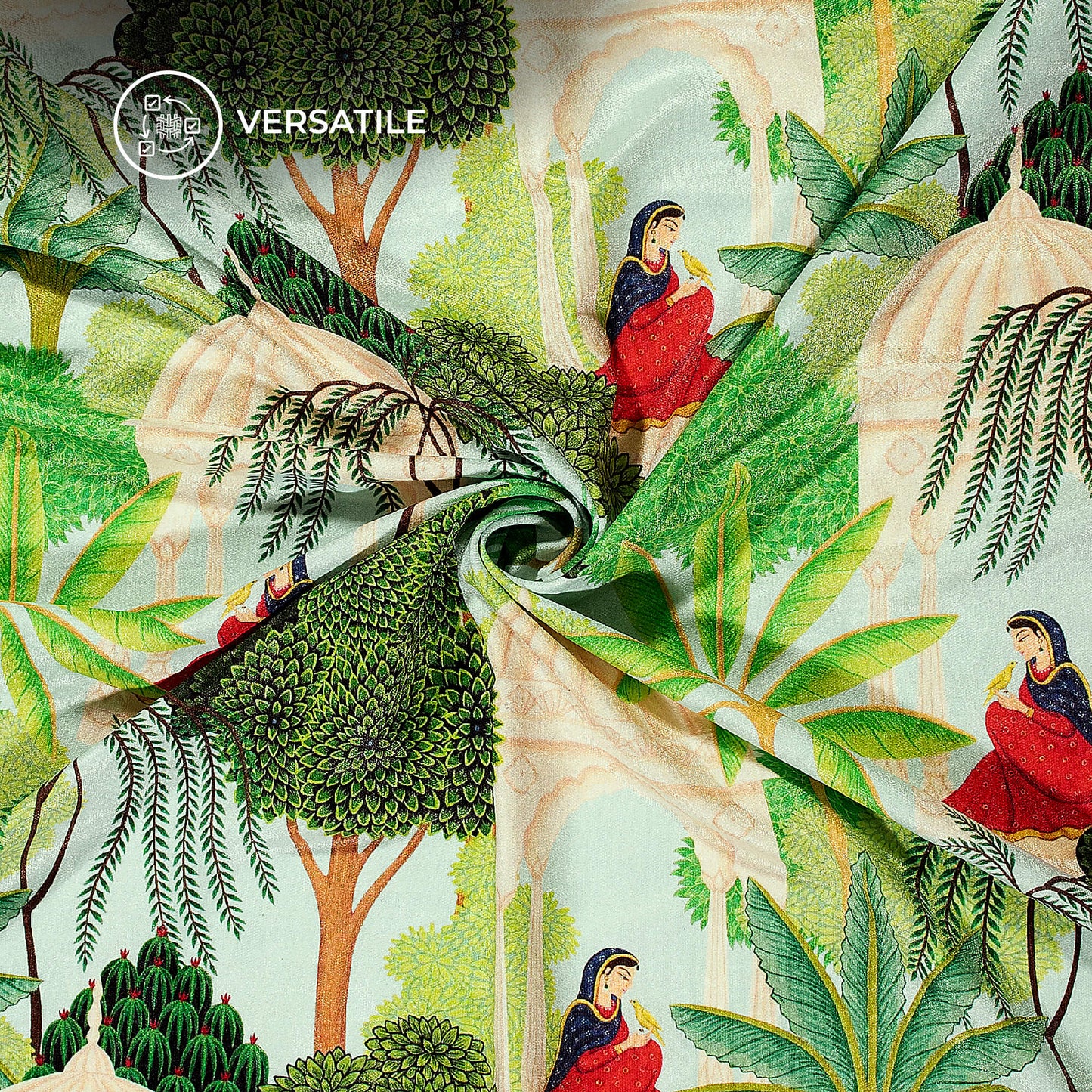 Vintage Park Madhubani Digital Print Premium Velvet Fabric