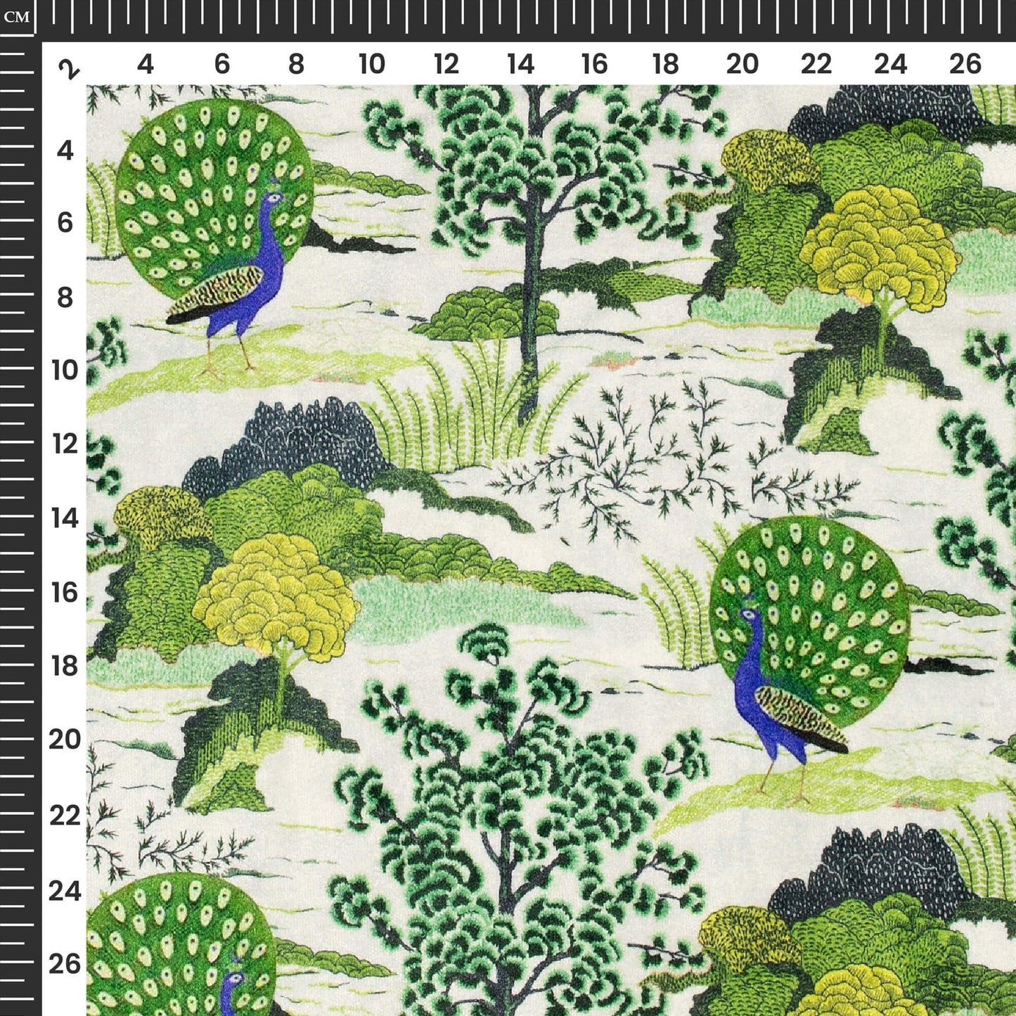 Trendy Green Madhubani Digital Print Premium Velvet Fabric