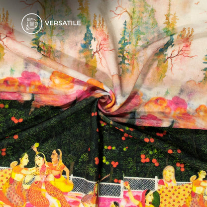 Traditional Art Madhuvanii Digital Print Premium Velvet Fabric