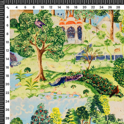 Peacock Garden Madhuvanii Digital Print Premium Velvet Fabric