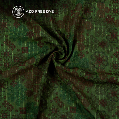 Forest Green Floral Digital Print Chiffon Sparkle Fabric