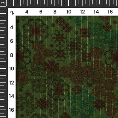 Forest Green Floral Digital Print Chiffon Sparkle Fabric