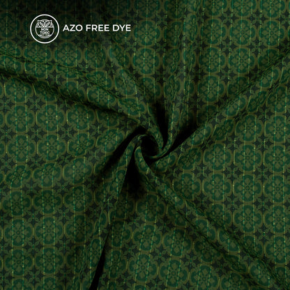 Forest Green Geometric Digital Print Chiffon Sparkle Fabric