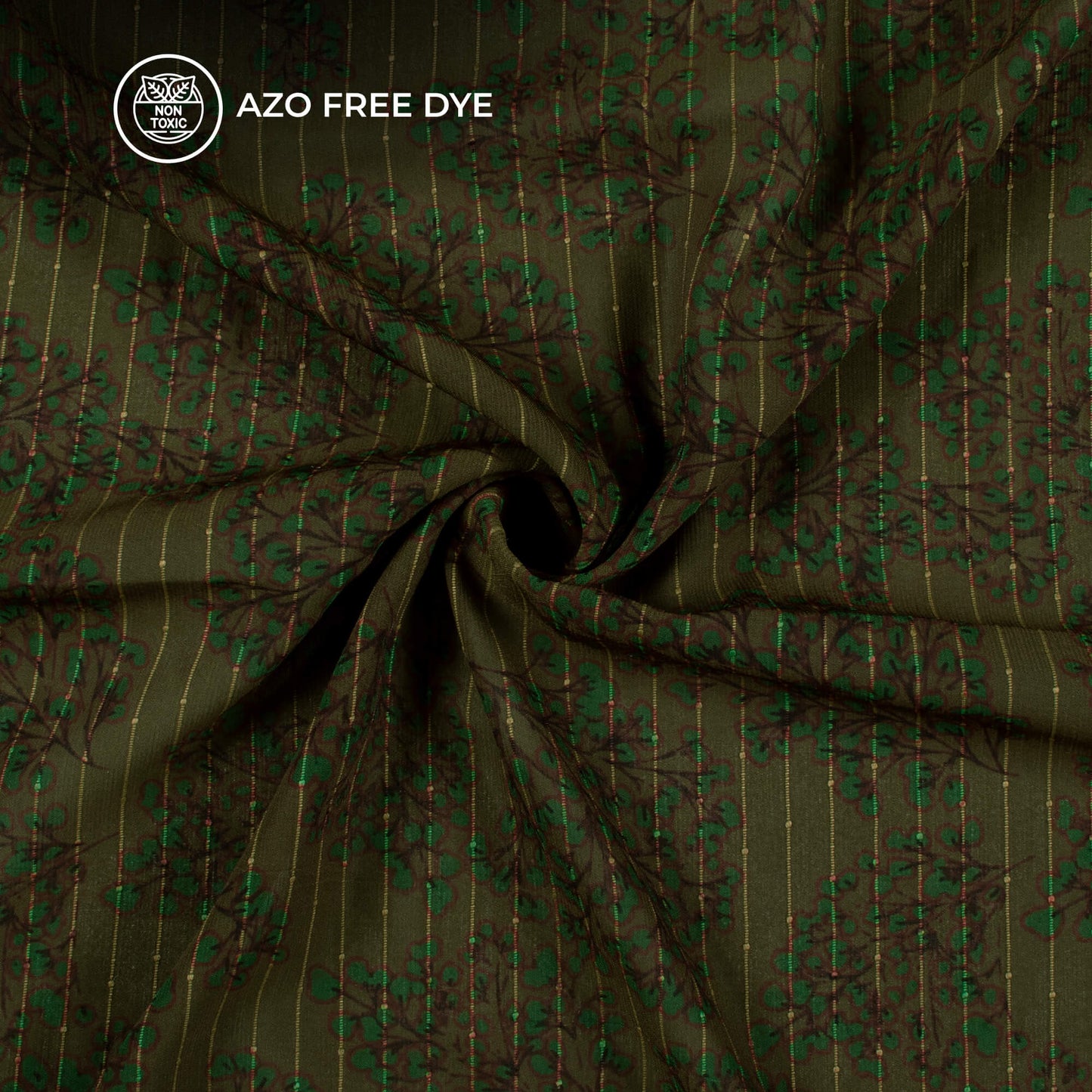 Juniper Green Leaf Geometric Digital Print Chiffon Sparkle Fabric